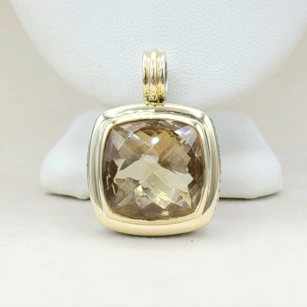 David Yurman Albion 20mm Champagne Citrine Pendant Enhancer With 18k Gold - Picture 1 of 1